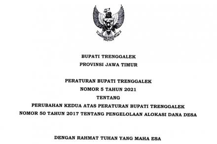 PERBUP TRENGGALEK NOMOR 5 TAHUN 2021 TENTANG ADD (ALOKASI DANA DESA)